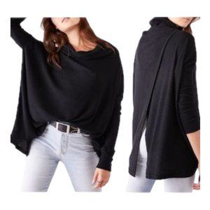 Free People NWT Juicy Long Sleeve Waffle Knit Thermal Shirt XS Color: Black